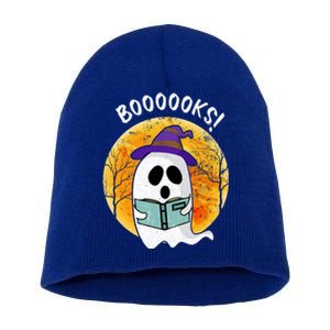 Boooooks! Ghost Reading Book For Librarians Funny Halloween Gift Short Acrylic Beanie