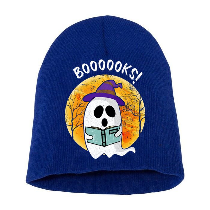 Boooooks! Ghost Reading Book For Librarians Funny Halloween Gift Short Acrylic Beanie