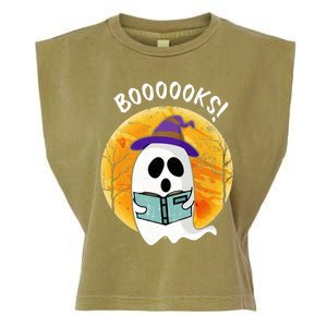 Boooooks! Ghost Reading Book For Librarians Funny Halloween Gift Garment-Dyed Women's Muscle Tee