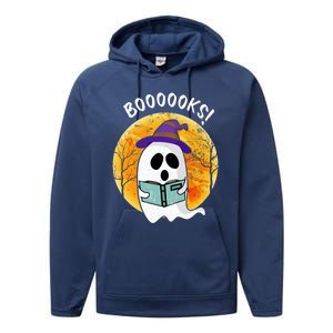 Boooooks! Ghost Reading Book For Librarians Funny Halloween Gift Performance Fleece Hoodie