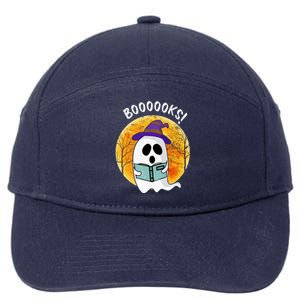 Boooooks! Ghost Reading Book For Librarians Funny Halloween Gift 7-Panel Snapback Hat