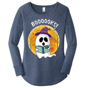 Boooooks! Ghost Reading Book For Librarians Funny Halloween Gift Women's Perfect Tri Tunic Long Sleeve Shirt