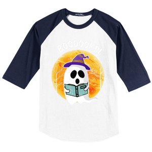 Boooooks! Ghost Reading Book For Librarians Funny Halloween Gift Baseball Sleeve Shirt