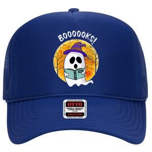 Boooooks! Ghost Reading Book For Librarians Funny Halloween Gift High Crown Mesh Back Trucker Hat