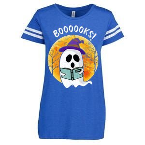 Boooooks! Ghost Reading Book For Librarians Funny Halloween Gift Enza Ladies Jersey Football T-Shirt