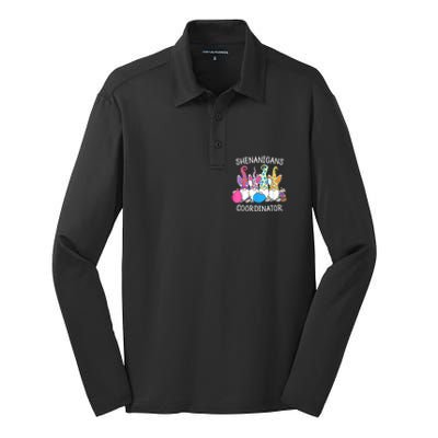 Bunny Gnome Rabbit Eggs Hunting Shenanigans Coordinator Silk Touch Performance Long Sleeve Polo