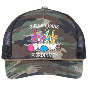 Bunny Gnome Rabbit Eggs Hunting Shenanigans Coordinator Retro Rope Trucker Hat Cap