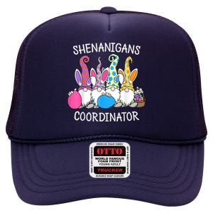 Bunny Gnome Rabbit Eggs Hunting Shenanigans Coordinator High Crown Mesh Back Trucker Hat