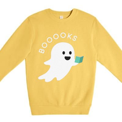 Booooks Ghost Reading Books Halloween Premium Crewneck Sweatshirt