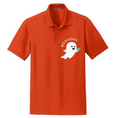 Booooks Ghost Reading Books Halloween Dry Zone Grid Polo