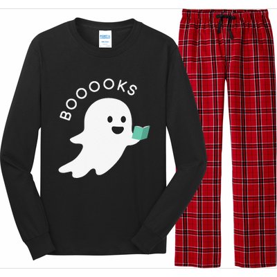 Booooks Ghost Reading Books Halloween Long Sleeve Pajama Set