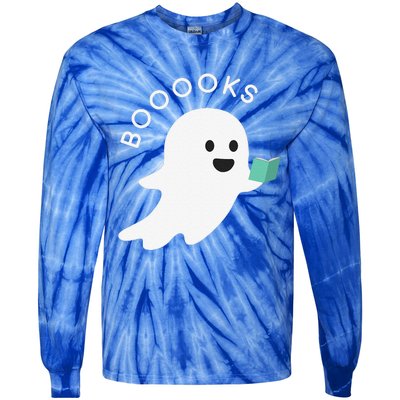 Booooks Ghost Reading Books Halloween Tie-Dye Long Sleeve Shirt