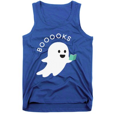 Booooks Ghost Reading Books Halloween Tank Top