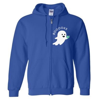 Booooks Ghost Reading Books Halloween Full Zip Hoodie