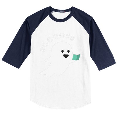 Booooks Ghost Reading Books Halloween Baseball Sleeve Shirt