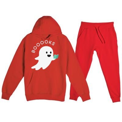 Booooks Ghost Reading Books Halloween Premium Hooded Sweatsuit Set