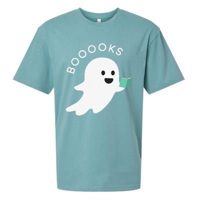 Booooks Ghost Reading Books Halloween Sueded Cloud Jersey T-Shirt