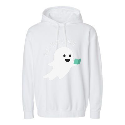 Booooks Ghost Reading Books Halloween Garment-Dyed Fleece Hoodie