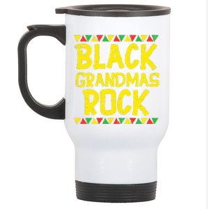 Black Grandma Rock Kente African American Pride History Gift  Stainless Steel Travel Mug