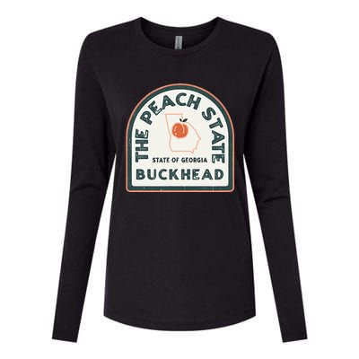 Buckhead Georgia Retro Style Peach State Womens Cotton Relaxed Long Sleeve T-Shirt