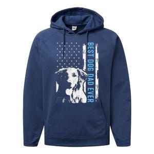 Best Golden Retriever Dad Ever American Flag Dog Dad Performance Fleece Hoodie