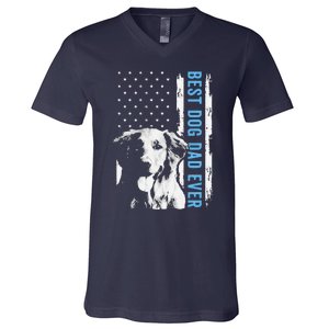 Best Golden Retriever Dad Ever American Flag Dog Dad V-Neck T-Shirt