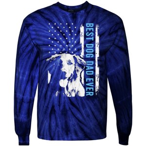 Best Golden Retriever Dad Ever American Flag Dog Dad Tie-Dye Long Sleeve Shirt