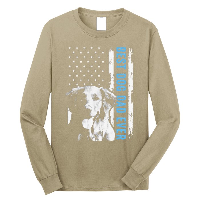 Best Golden Retriever Dad Ever American Flag Dog Dad Long Sleeve Shirt