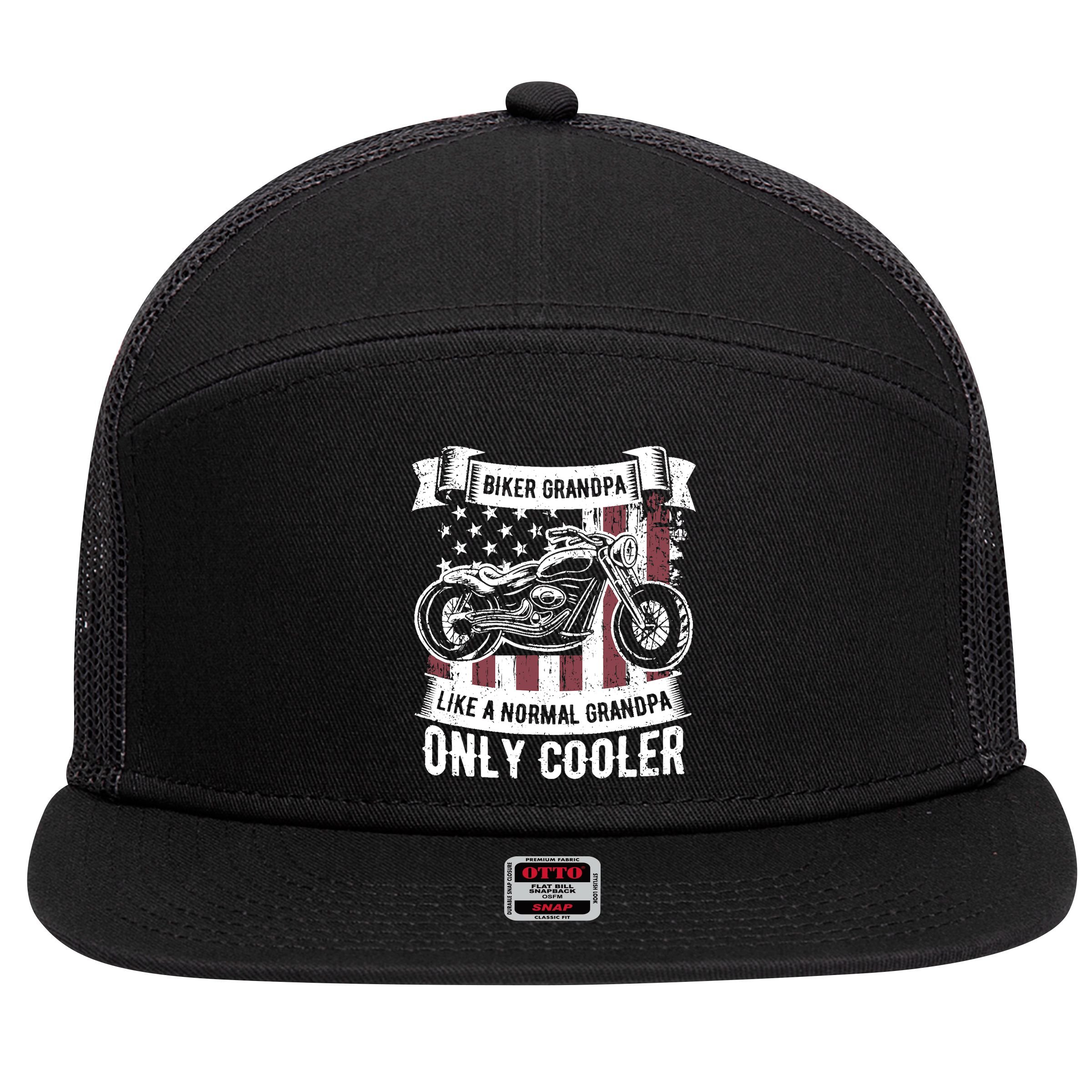 Biker Grandpa Ride Motorcycles Motorcycle Lovers Rider Gift 7 Panel Mesh Trucker Snapback Hat