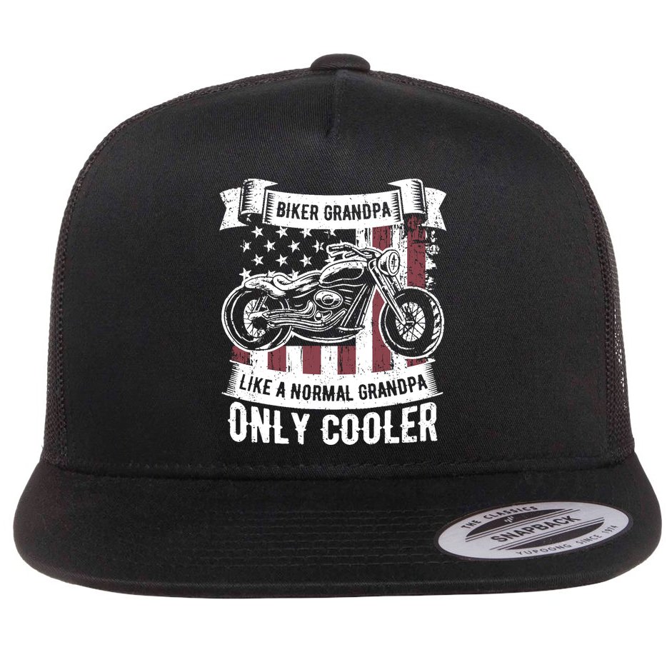Biker Grandpa Ride Motorcycles Motorcycle Lovers Rider Gift Flat Bill Trucker Hat