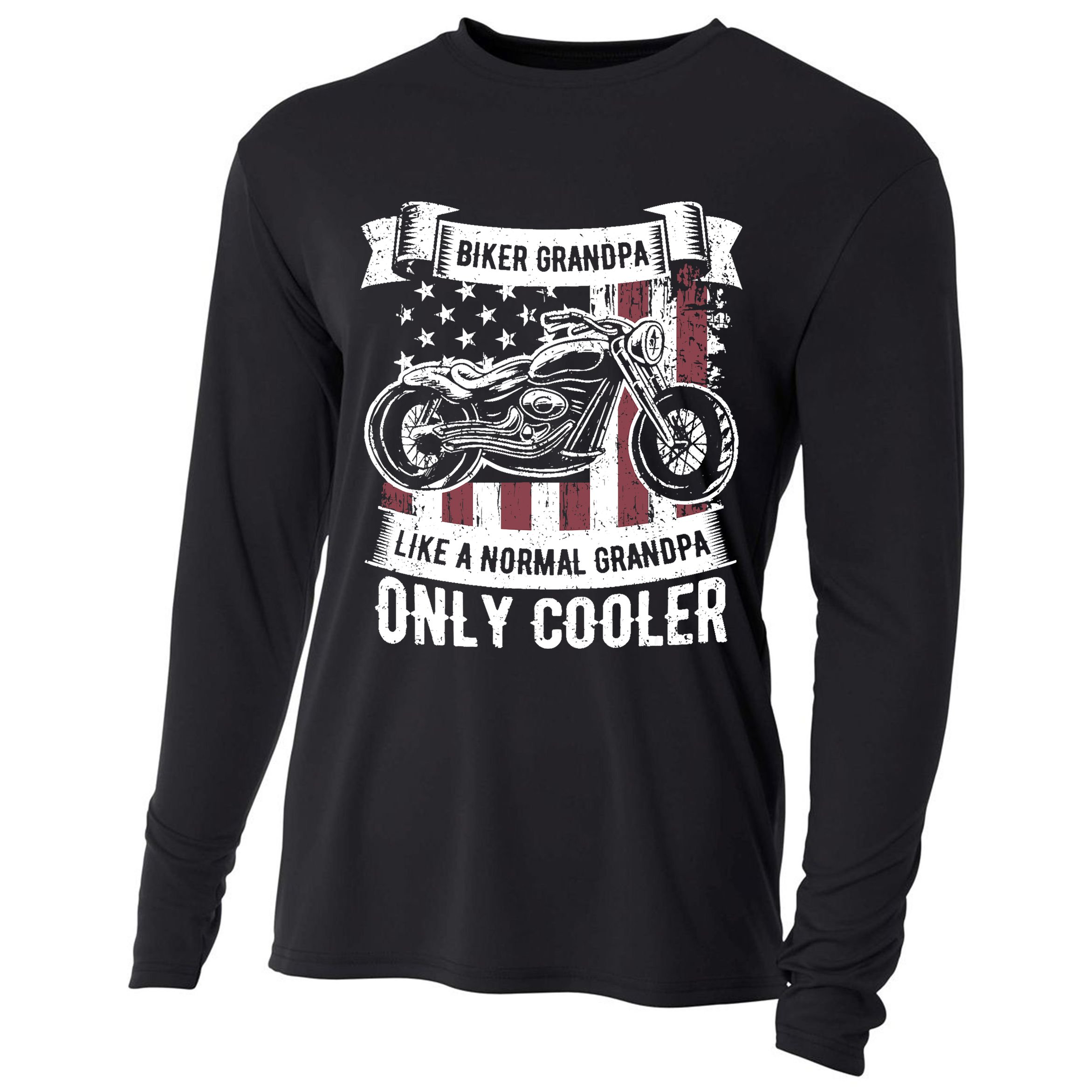 Biker Grandpa Ride Motorcycles Motorcycle Lovers Rider Gift Cooling Performance Long Sleeve Crew