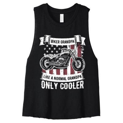 Biker Grandpa Ride Motorcycles Motorcycle Lovers Rider Gift Women's Racerback Cropped Tank