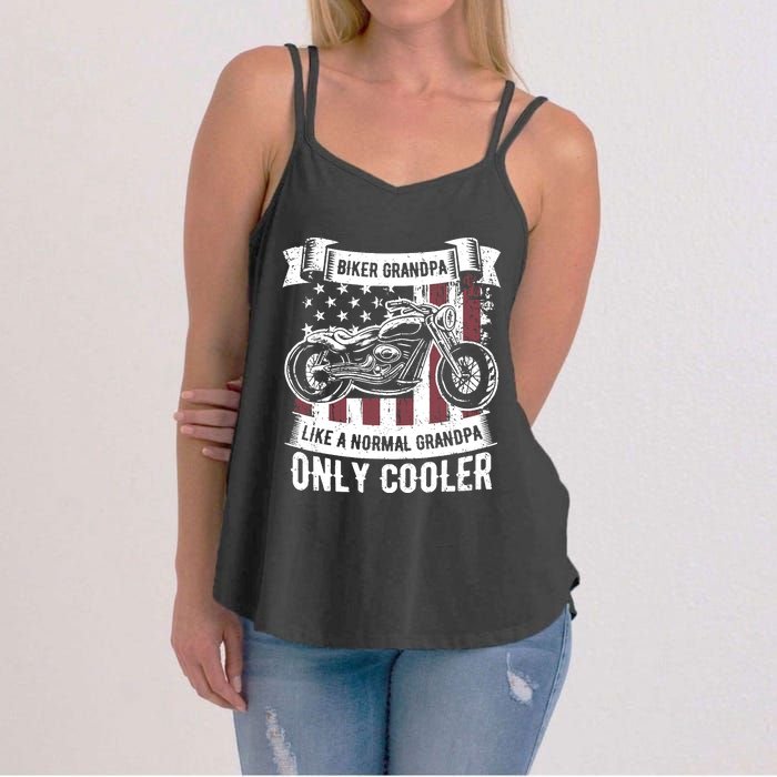 Biker Grandpa Ride Motorcycles Motorcycle Lovers Rider Gift Women's Strappy Tank