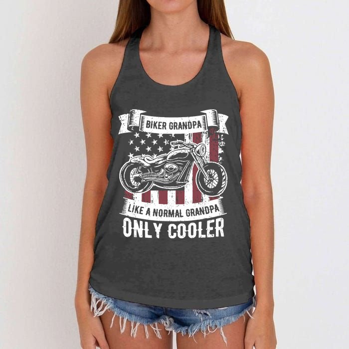 Biker Grandpa Ride Motorcycles Motorcycle Lovers Rider Gift Women's Knotted Racerback Tank