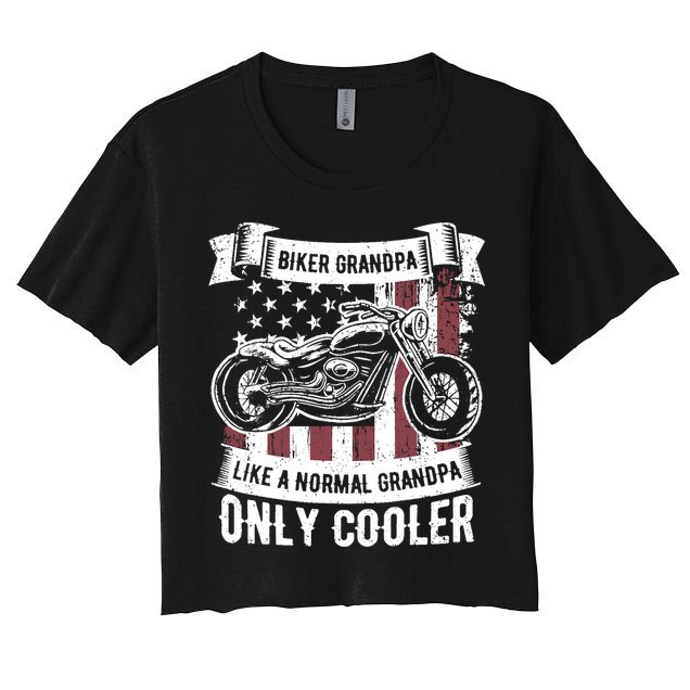 Biker Grandpa Ride Motorcycles Motorcycle Lovers Rider Gift Women's Crop Top Tee