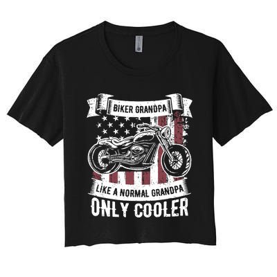 Biker Grandpa Ride Motorcycles Motorcycle Lovers Rider Gift Women's Crop Top Tee