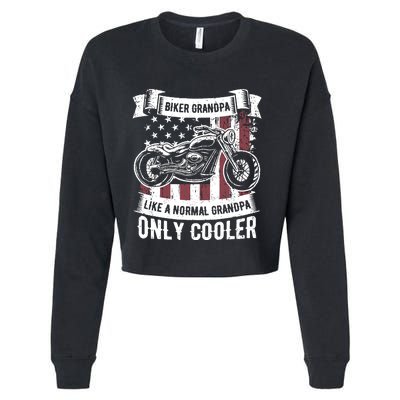 Biker Grandpa Ride Motorcycles Motorcycle Lovers Rider Gift Cropped Pullover Crew