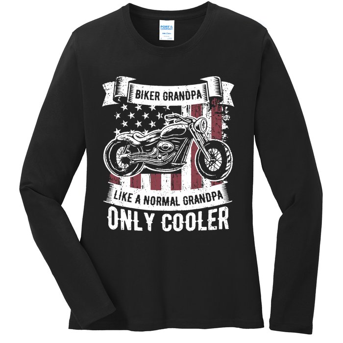 Biker Grandpa Ride Motorcycles Motorcycle Lovers Rider Gift Ladies Long Sleeve Shirt