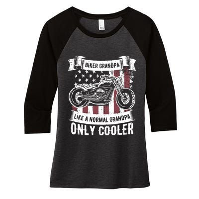 Biker Grandpa Ride Motorcycles Motorcycle Lovers Rider Gift Women's Tri-Blend 3/4-Sleeve Raglan Shirt