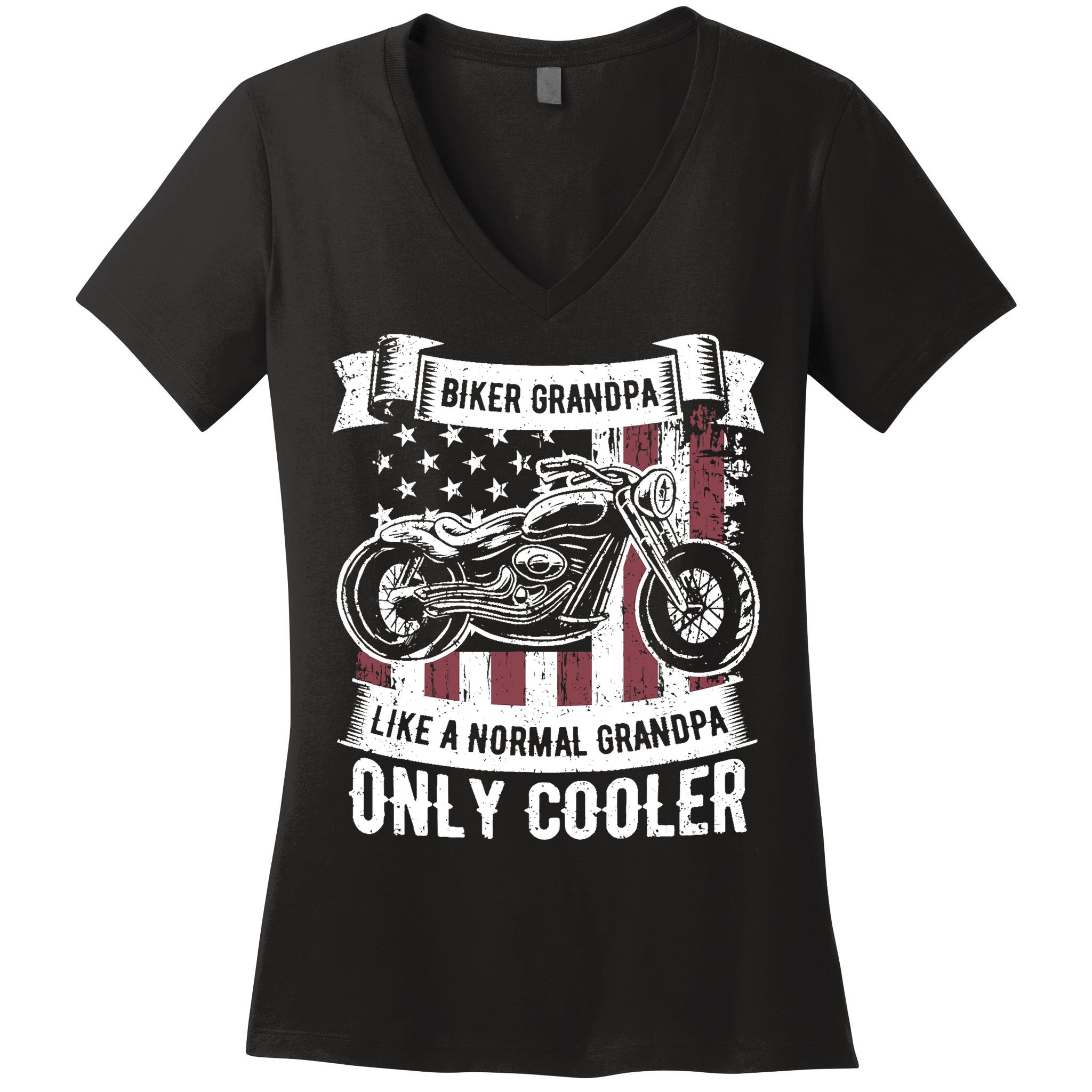 Biker Grandpa Ride Motorcycles Motorcycle Lovers Rider Gift Women's V-Neck T-Shirt