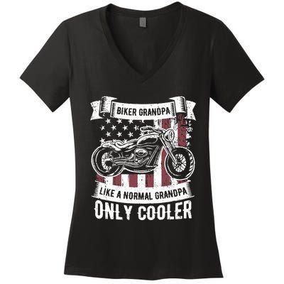 Biker Grandpa Ride Motorcycles Motorcycle Lovers Rider Gift Women's V-Neck T-Shirt