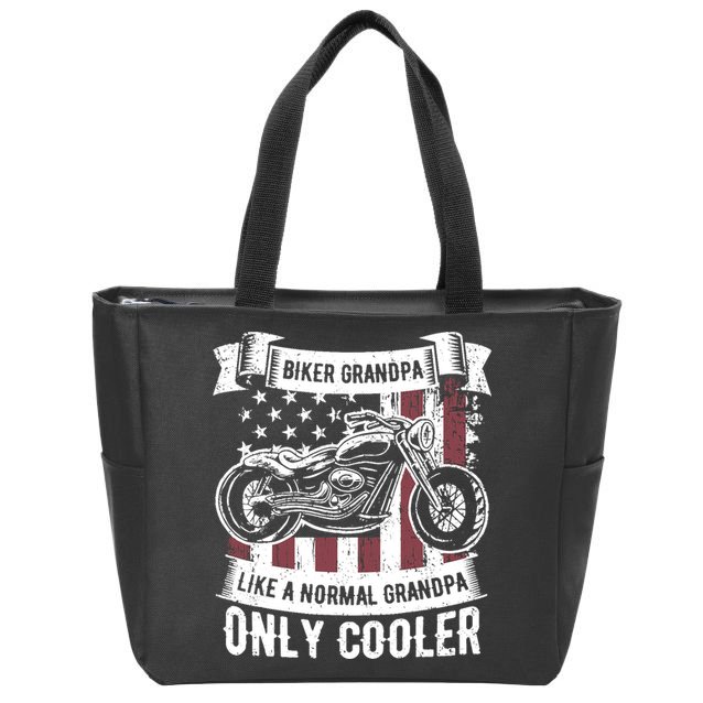 Biker Grandpa Ride Motorcycles Motorcycle Lovers Rider Gift Zip Tote Bag