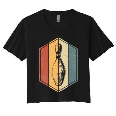 Bowler Gifts Retro Vintage Bowling Pin Bowling Team Crop Top