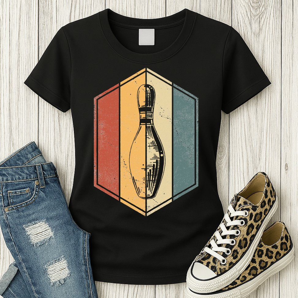 Bowler Gifts Retro Vintage Bowling Pin Bowling Team Womens T-Shirt