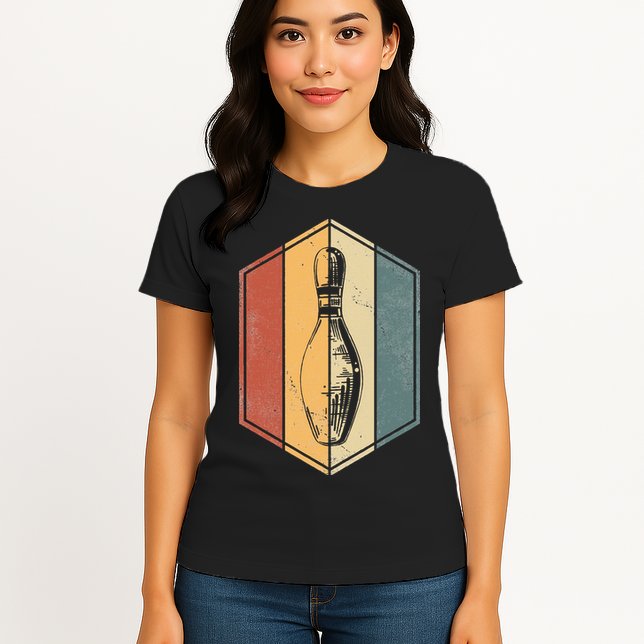 Bowler Gifts Retro Vintage Bowling Pin Bowling Team Womens T-Shirt