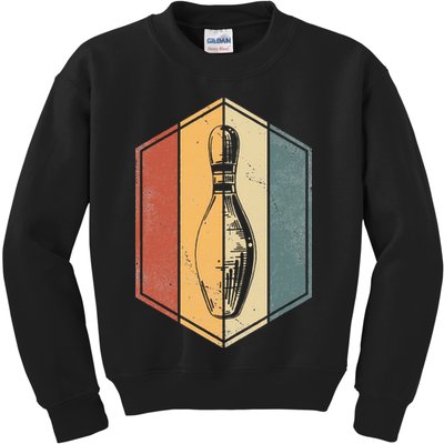 Bowler Gifts Retro Vintage Bowling Pin Bowling Team Kids Sweatshirt