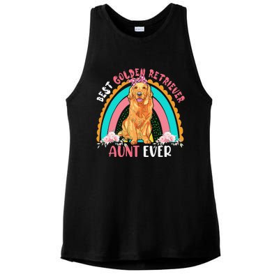 Best Golden Retriever Aunt Ever Cute Rainbow Flowers Dog Ladies PosiCharge Tri-Blend Wicking Tank