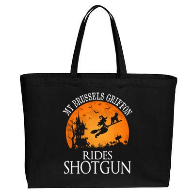 Brussels Griffon Rides Shotgun Dog Lover Cotton Canvas Jumbo Tote