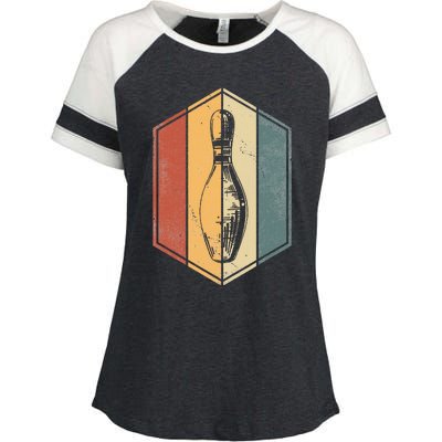 Bowler Gifts Retro Vintage Bowling Pin Bowling Team Enza Ladies Jersey Colorblock Tee