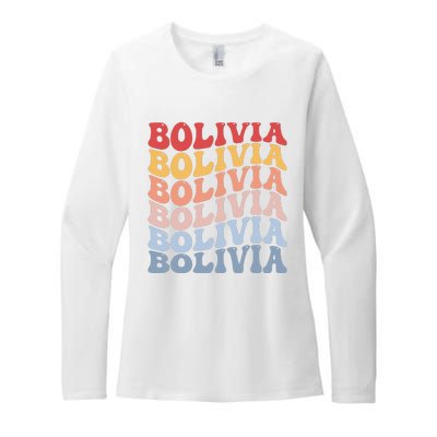 Bolivia Groovy Retro Bolivian Womens CVC Long Sleeve Shirt